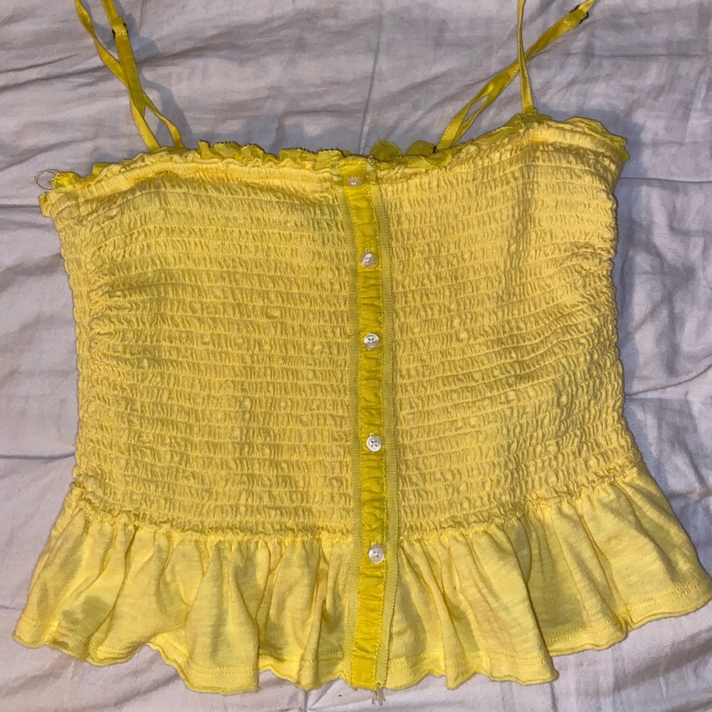 Abercrombie yellow ruffle tube top